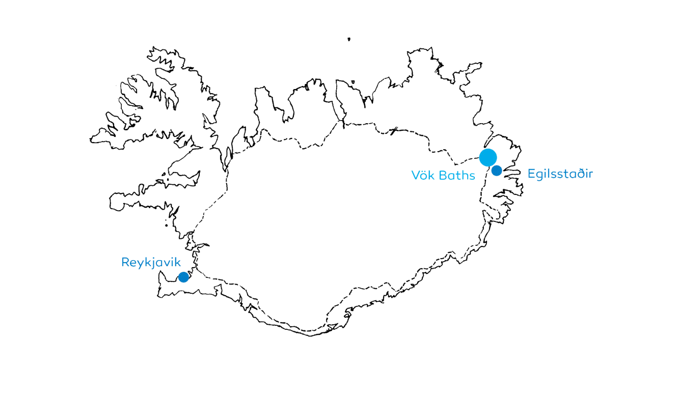 Map of the location of Vök baths Map of the location of Vök baths